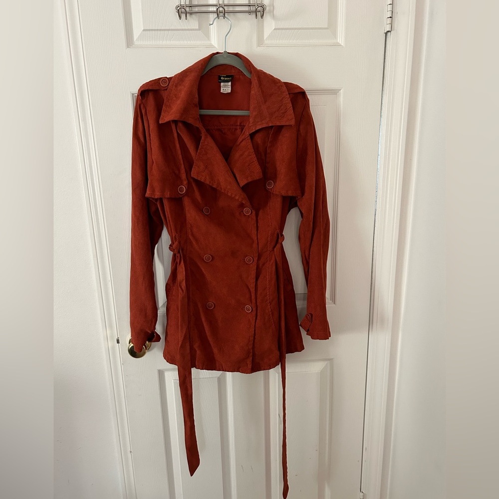 Women’s Lightweight Rust Brown Pea Coat Large
